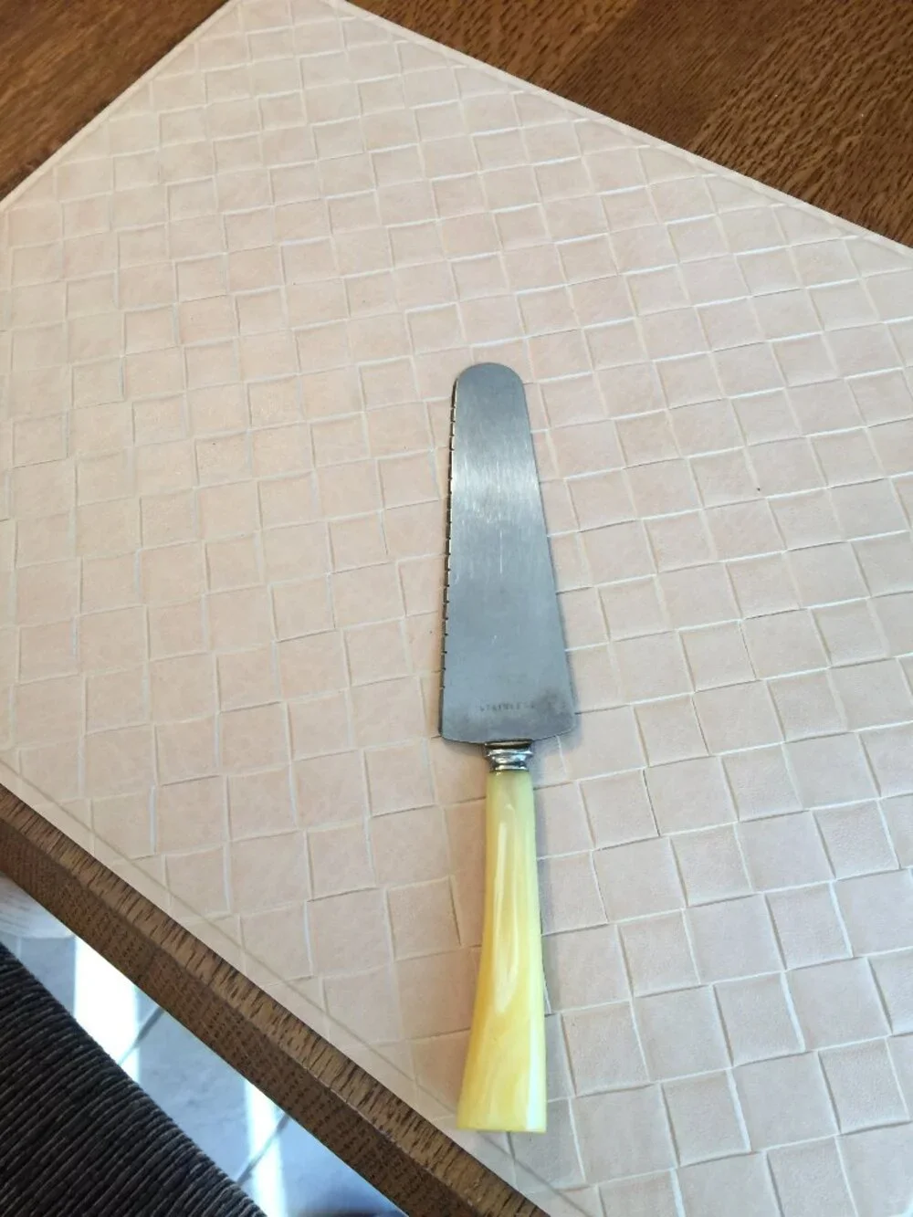 Stainless Steel Cheese Knife with Cream Colored Handle 9 1/2